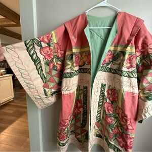 Handcrafted Quilted & Embroidered Floral Kimono Jacket – One Size